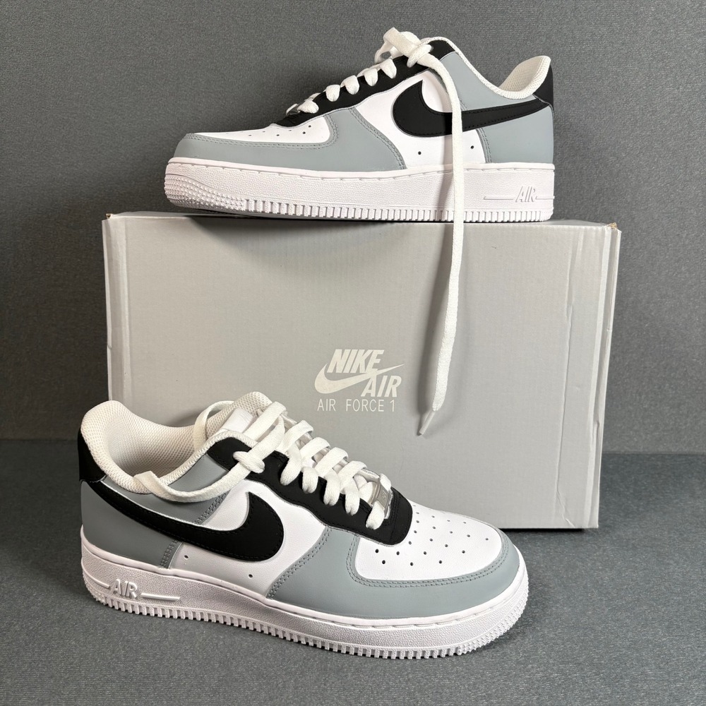 CUSTOM Nike Air Force 1 '07 Womens 8 by BlueDelta Jeans Gray Black White w Box